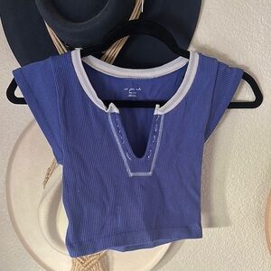 Kids Blue Ribbed Top